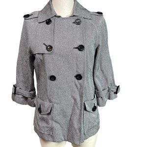 Pendleton Black & White Herringbone Print Wool Silk Blend Coat size 8